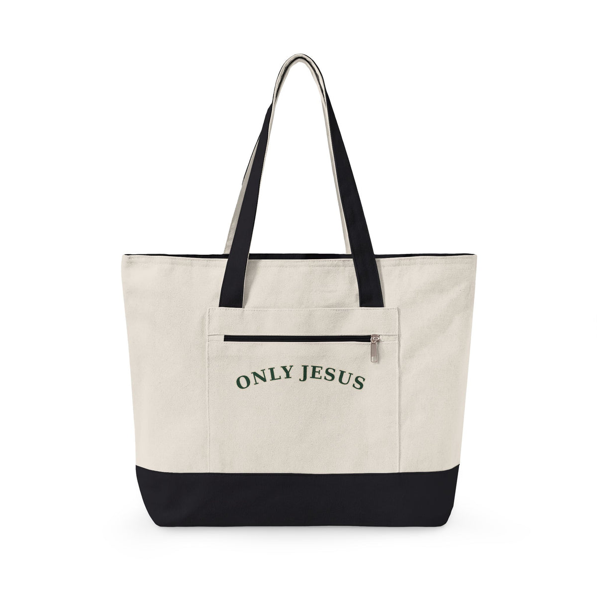 Only Jesus Zippered Canvas Tote — Classic | Q-Tees Q1300