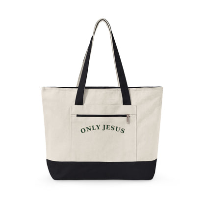 Only Jesus Zippered Canvas Tote — Classic | Q-Tees Q1300
