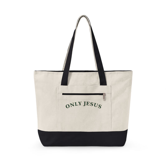 Only Jesus Zippered Canvas Tote — Classic | Q-Tees Q1300