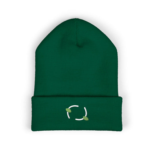 Olive Pair Embroidered Beanie | Botanical Cuff Hat | EVELE Gallery
