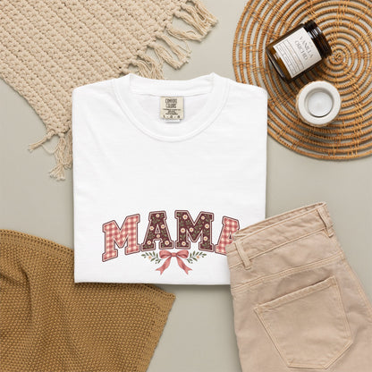 MAMA Floral Gingham Tee | Comfort Colors 1717