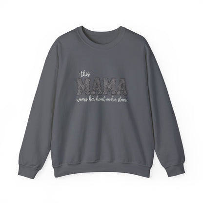 Heart on My Sleeve MAMA Crewneck | Gildan 18000