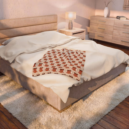 Ghost Cafe Velveteen Plush Blanket | Cozy Coffee Throw