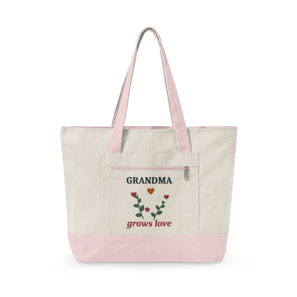 EVELE Grandma Grows Love | Zippered Canvas Tote