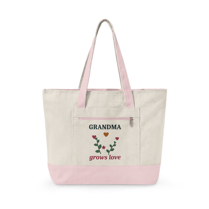 EVELE Grandma Grows Love | Zippered Canvas Tote