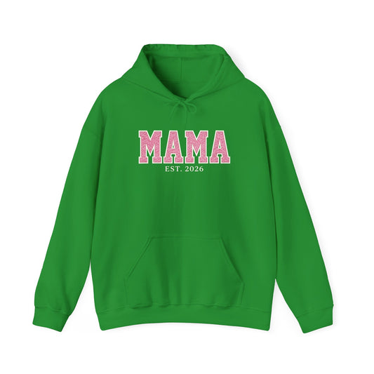 Emerald & Blush MAMA Est. 2026 Hoodie | Gildan 18500